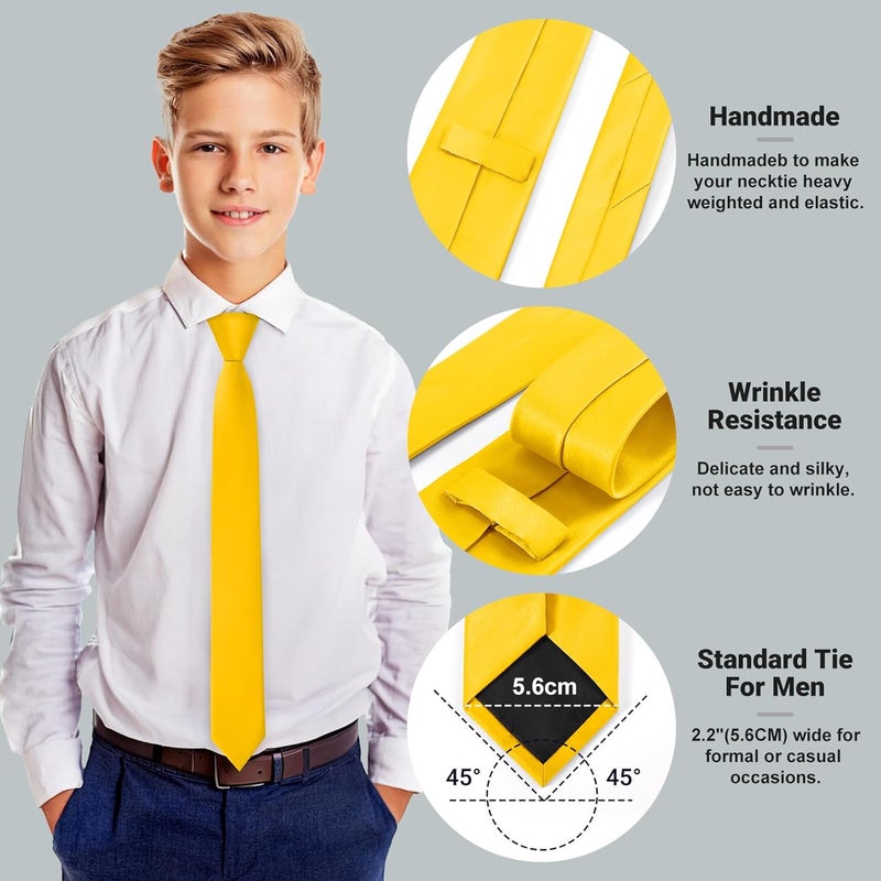 Junmaxroad Store Boys Tie Pocket Square Set Suitable for Teenagers Weddings School Graduation Ceremony Comes with Gift Box - Image 5